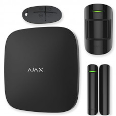 AJAX StarterKit - стартовый комплект GSM сигнализации AJAX. Интеллектуальная централь, датчик движения, датчик открытия, брелок управления. Цвет - черный. 